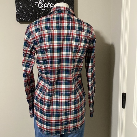 FRANK & EILEEN BARRY WOVEN BUTTON UP RED BLUE PLAID Shirt Top XS - Picture 8 of 13
